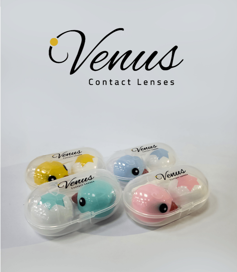 Venus Lens Storage Case - Lens Case Compact in assorted pastel colors with secure barrel design, ideal for travel and hygienic lens storage.