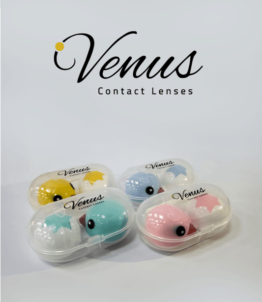 Venus Lens Storage Case - Lens Case Compact in assorted pastel colors with secure barrel design, ideal for travel and hygienic lens storage.