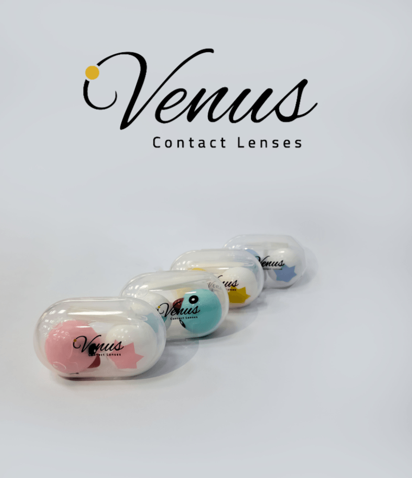 Travel-friendly Venus Lens Storage Case with pastel barrel containers, offering stylish and hygienic lens storage for on-the-go use.