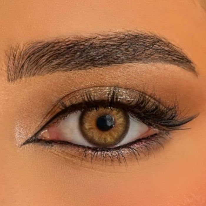 Close-up eyes with Baby Deer Contact Lenses – Soft Brown Shade by Venus Lenses