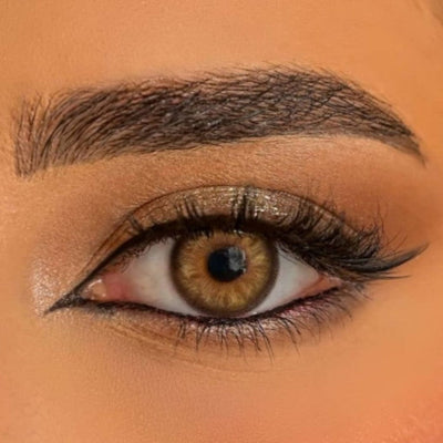 Close-up eyes with Baby Deer Contact Lenses – Soft Brown Shade by Venus Lenses