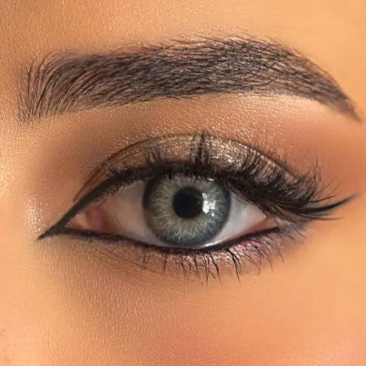 Close-up of eyes with Lobo Gray Contact Lenses – Venus Luxury Lenses